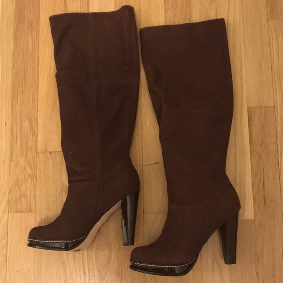 ***SOLD*** Cole Haan Nola Slouch Boots Chestnut Nubuck - Picture 2 of 14